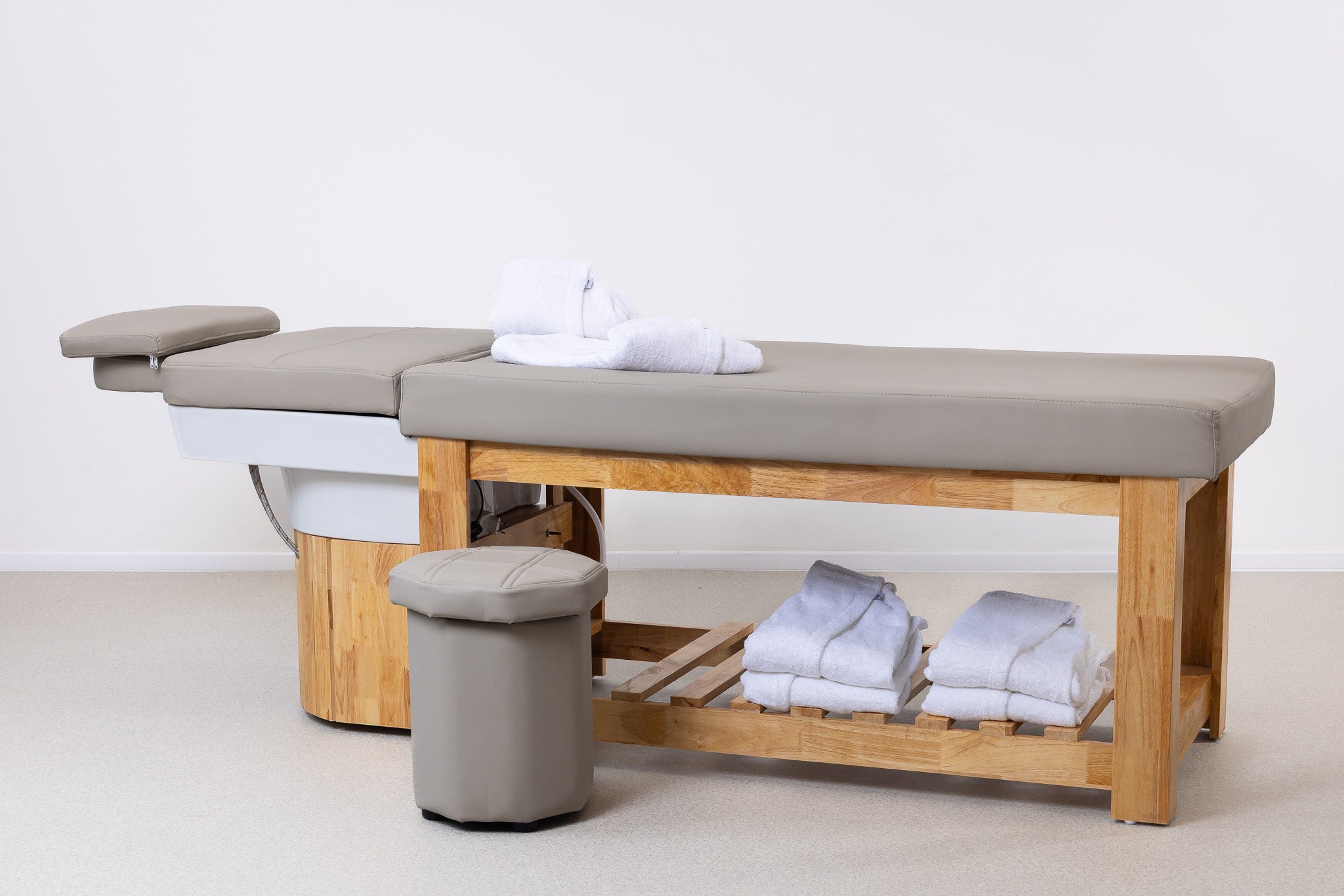 Simply Beauty Simply Head SPA Wanna z Ceramiczną Miską I Drewnianą Podstawą, Beżowa