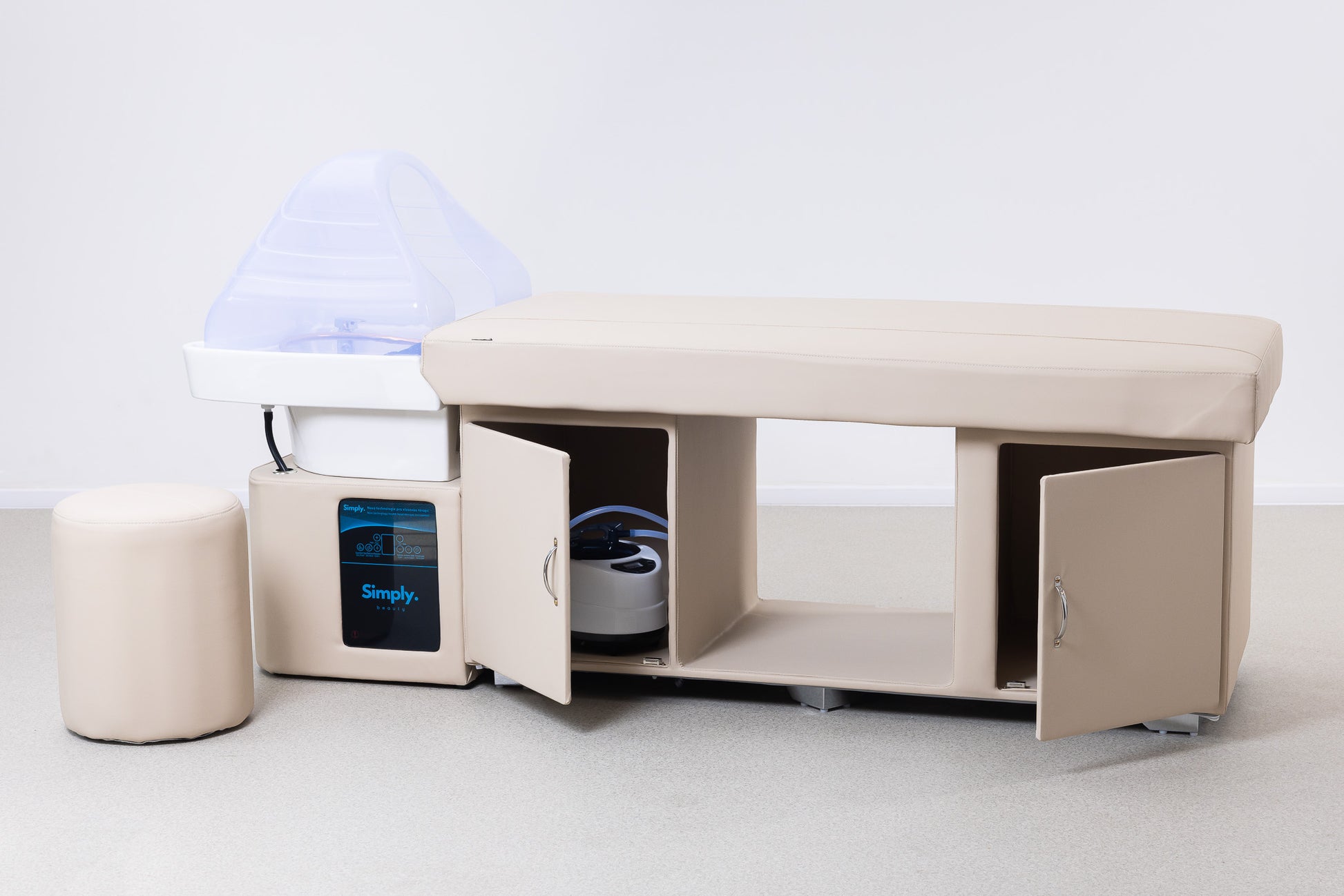 Simply Beauty Simply Head Spa Wanna Spa SIMPLY Head Z Misą Ceramiczną, LED, Podwójna Szafka Beżowa