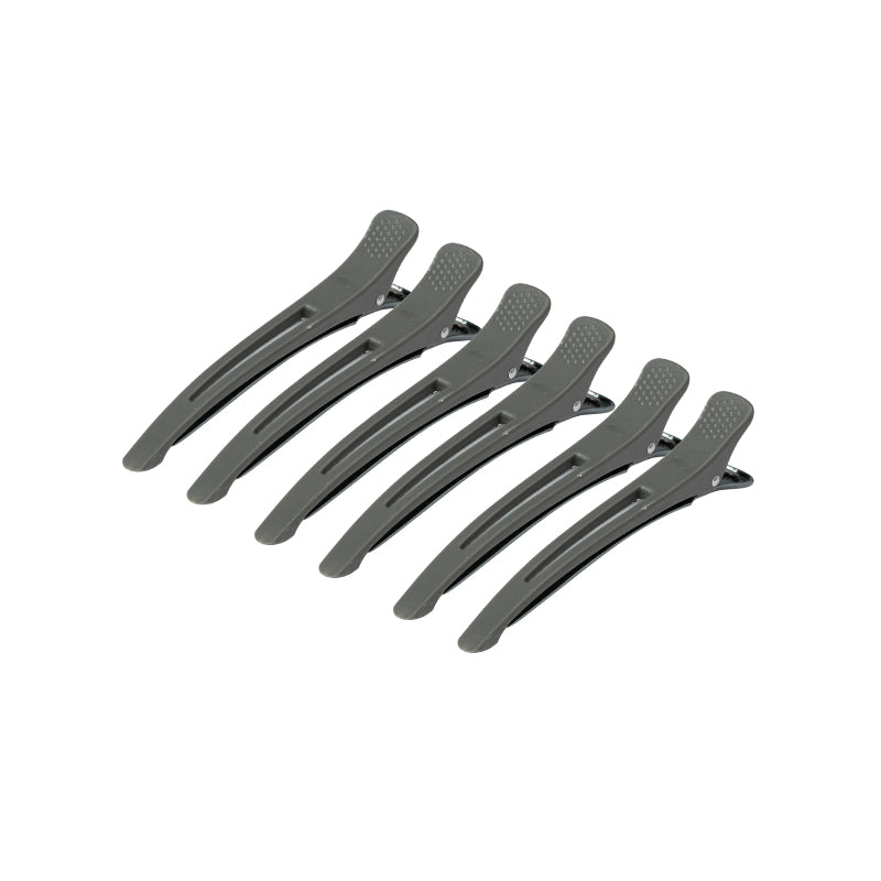 KLAMRY KLIPSY FRYZJERSKIE DO WŁOSÓW E-12B 6 SZT 11,5CM SZARE