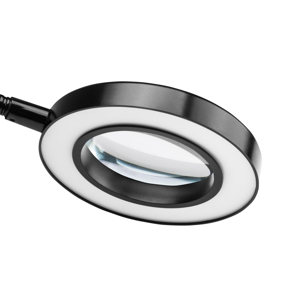 LAMPKA LUPA LED SNAKE RING NA BIURKO CZARNA