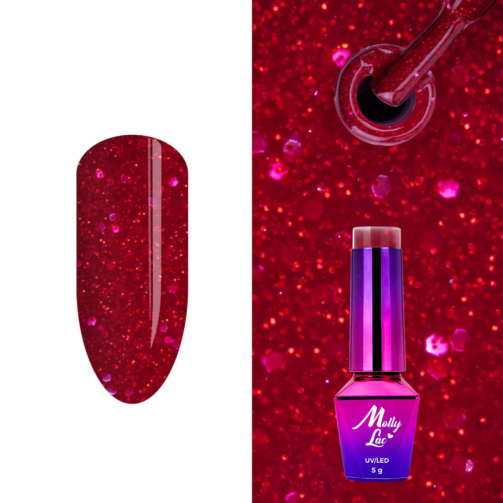 Lakier Hybrydowy MollyLac - Bling it on! - Red Me Now 5ml nr.506
