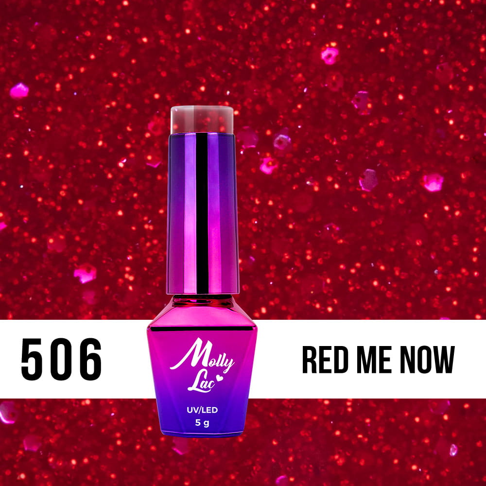 Lakier Hybrydowy MollyLac - Bling it on! - Red Me Now 5ml nr.506