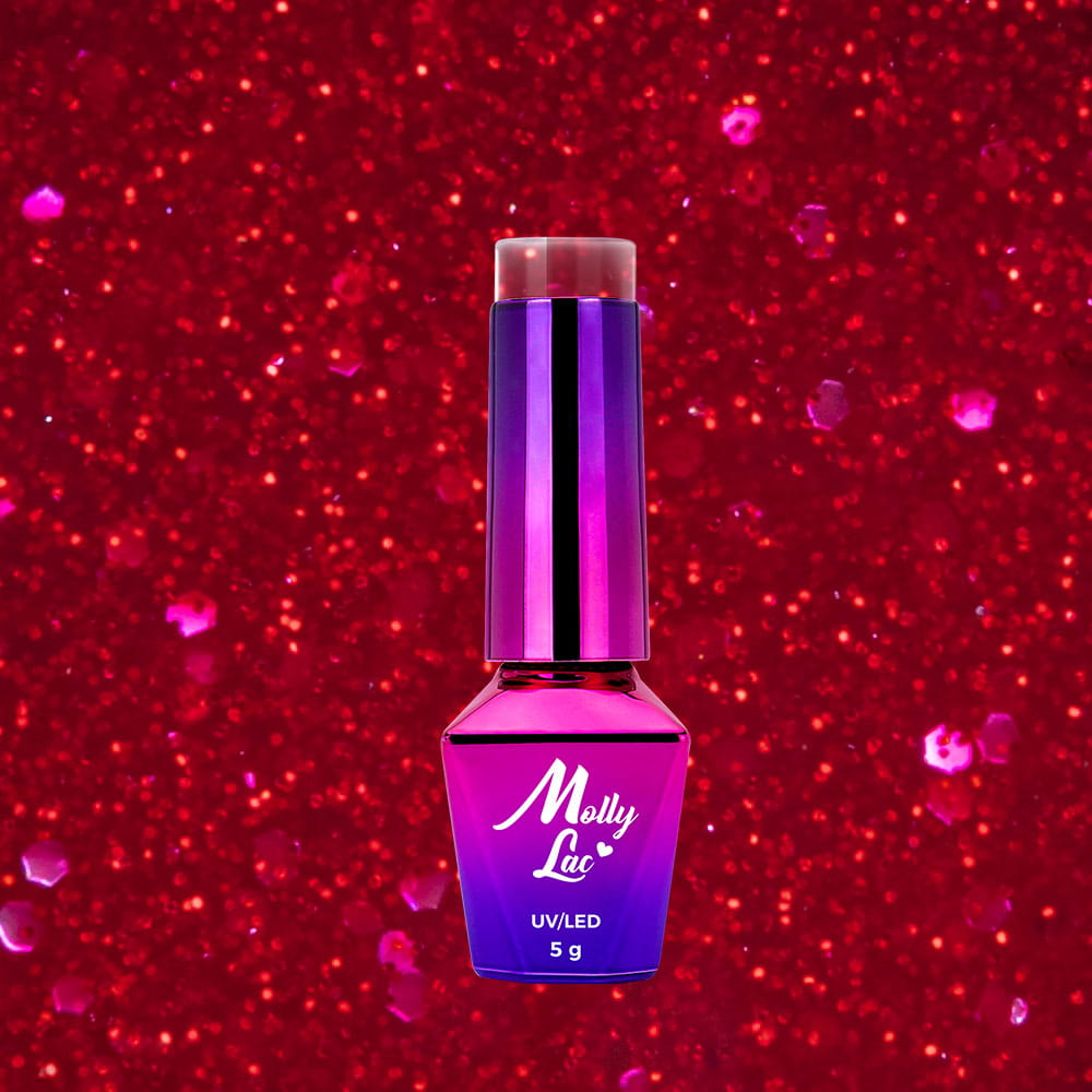 Lakier Hybrydowy MollyLac - Bling it on! - Red Me Now 5ml nr.506
