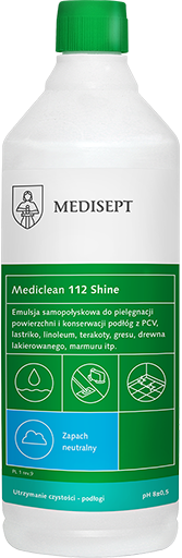 Mediclean 112 Shine 1L - Emulsja do Pielęgnacji i Konserwacji Podłóg - Zapach Neutralny