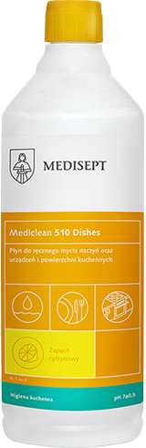 Mediclean 510 Dishes 1L - Płyn do Ręcznego Mycia Naczyń - Zapach Cytrynowy