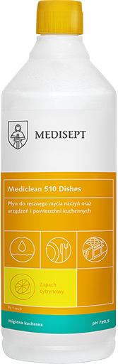 Mediclean 510 Dishes 1L - Płyn do Ręcznego Mycia Naczyń - Zapach Cytrynowy