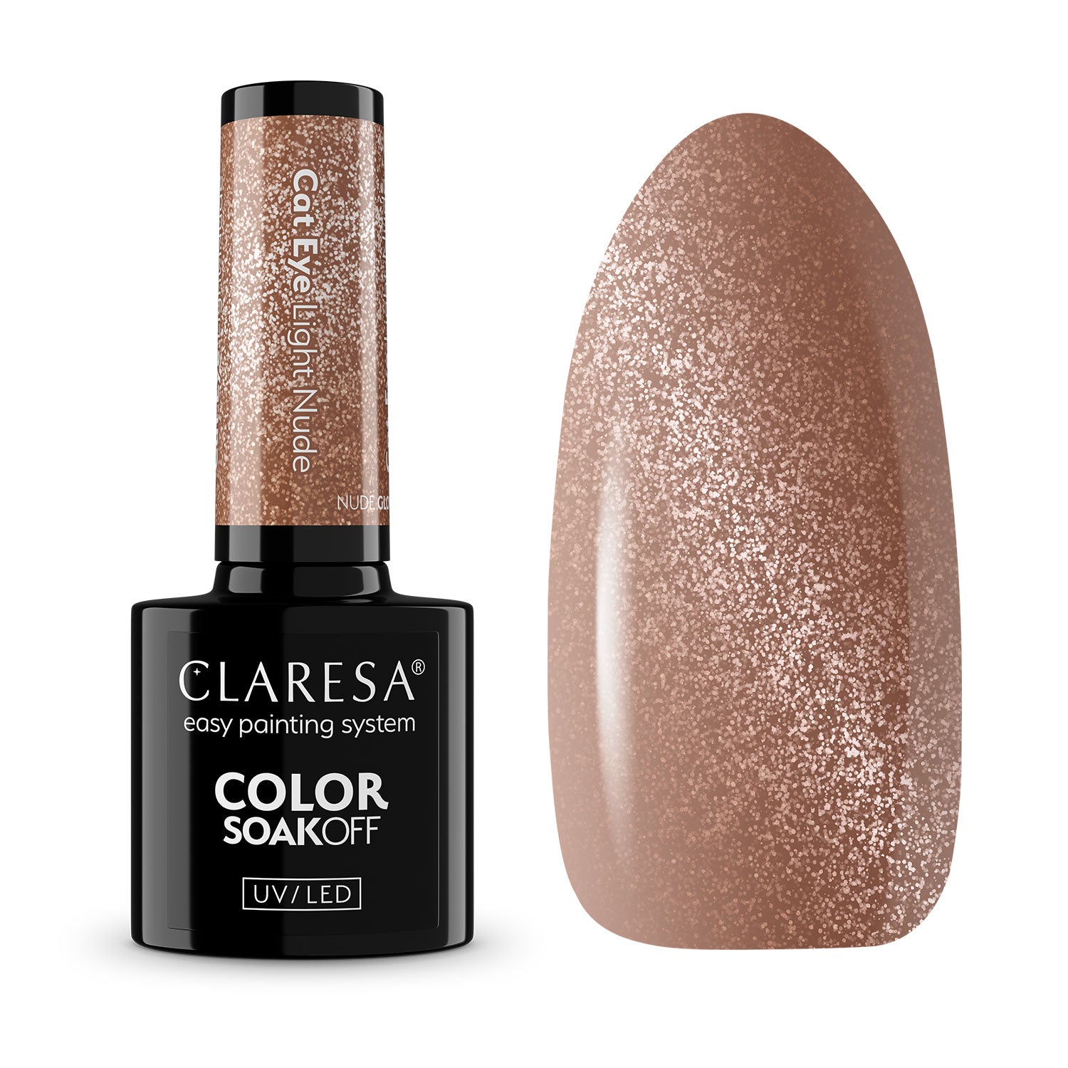 Claresa - Lakier Hybrydowy Nude Glow Cat Eye Light Nude 5g