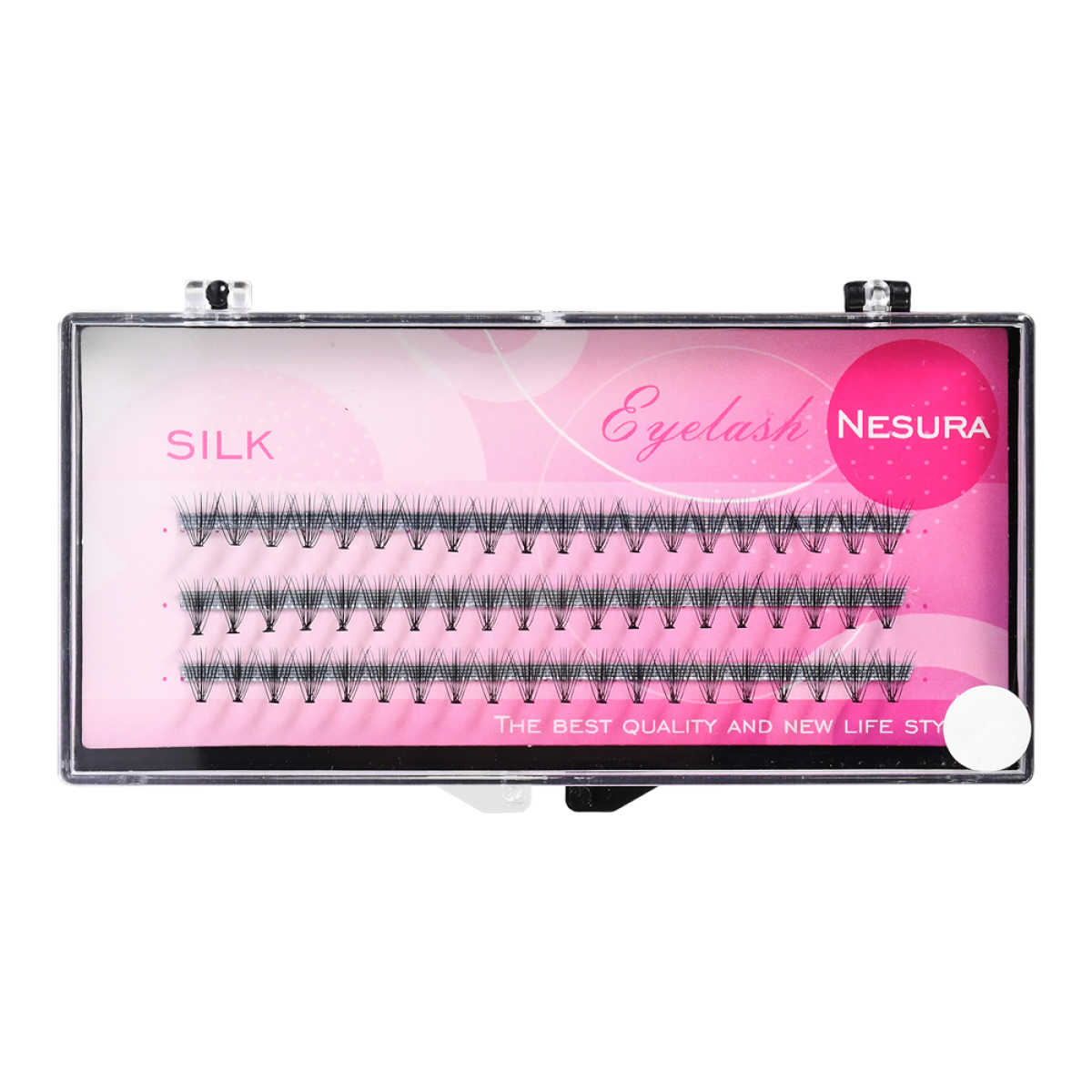 Nesura Rzęsy Jedwabne Kępki Pink 8mm 60szt (1)