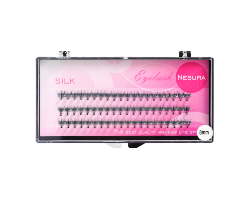 Nesura Rzęsy Jedwabne Kępki Pink 11mm 60szt