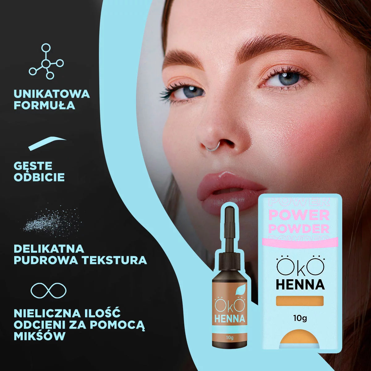 OKO Henna Do Brwi OKO Power Powder, 03 Dark Brown, 5 g