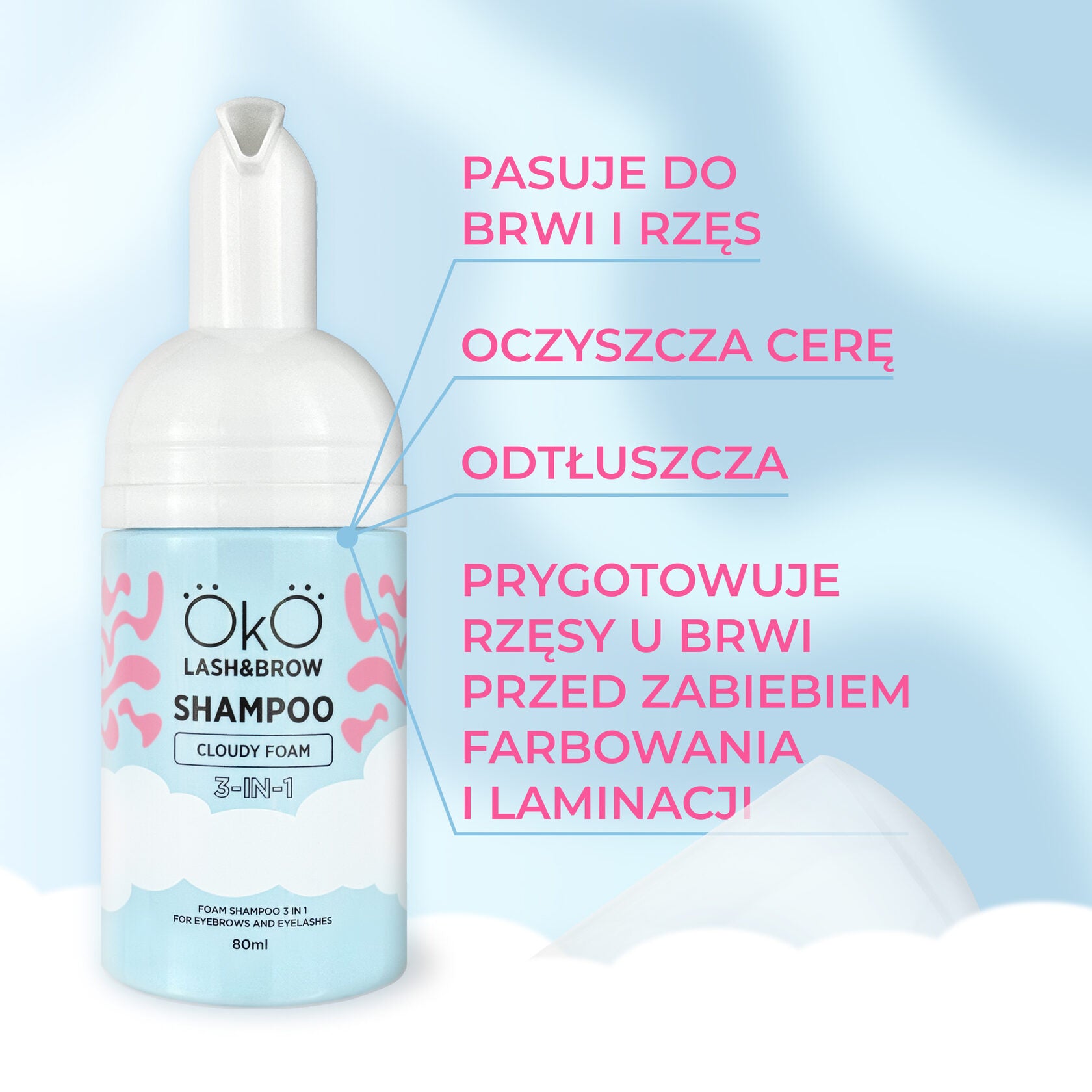 OKO Szampon W Piance 3 W 1 Do Brwi I Rzęs, 80 Ml