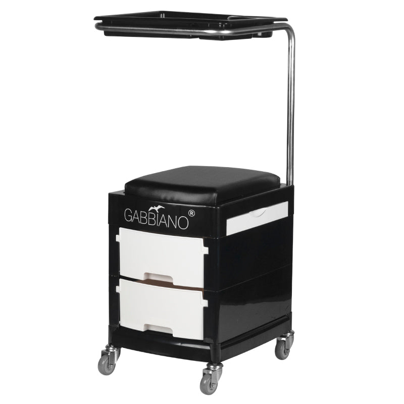 POMOCNIK - TABORET DO PEDICURE 16 PLUS CZARNY/BIAŁY