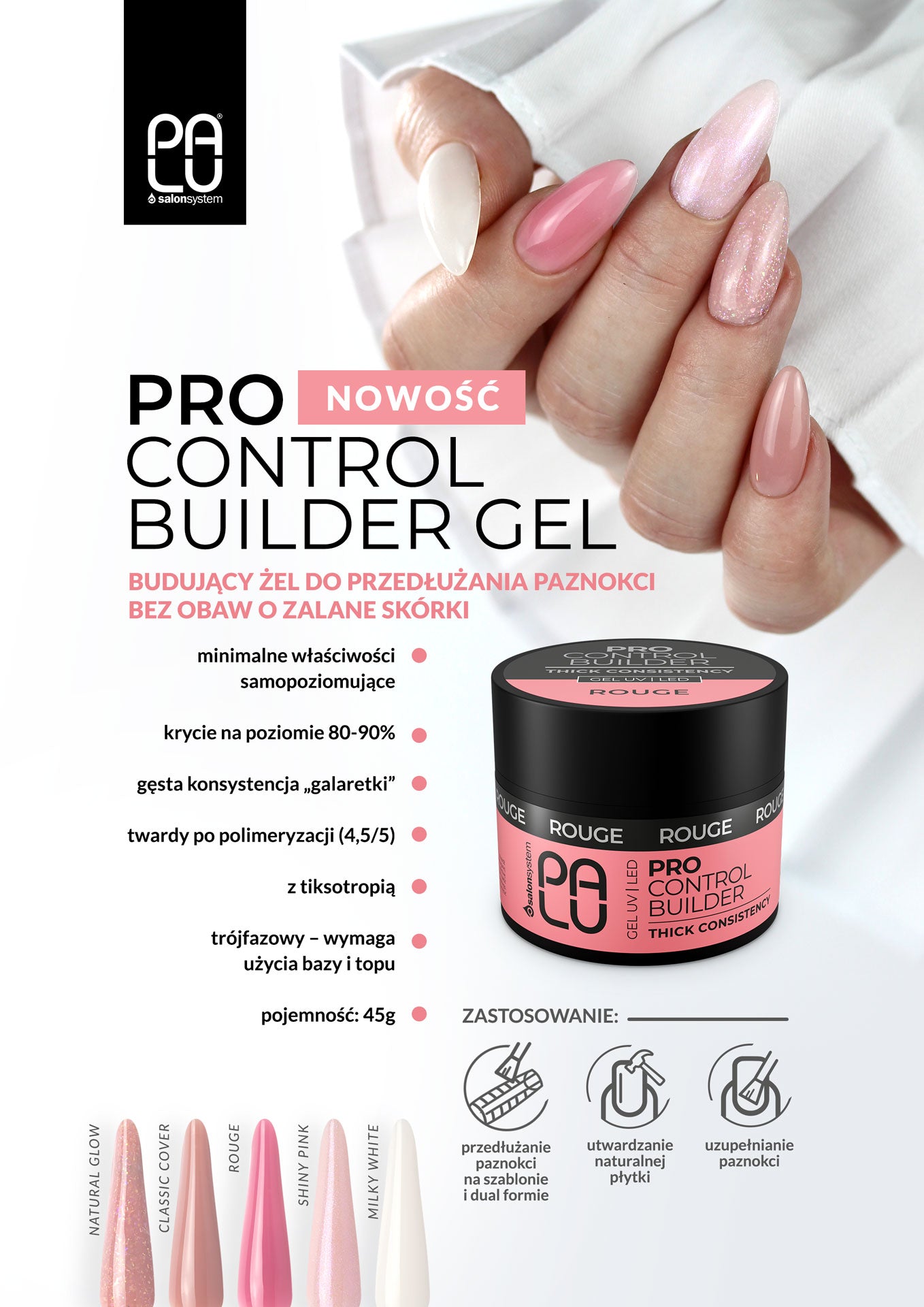 Palu Żel Budujący Pro Control Builder Gel Milky White 45g