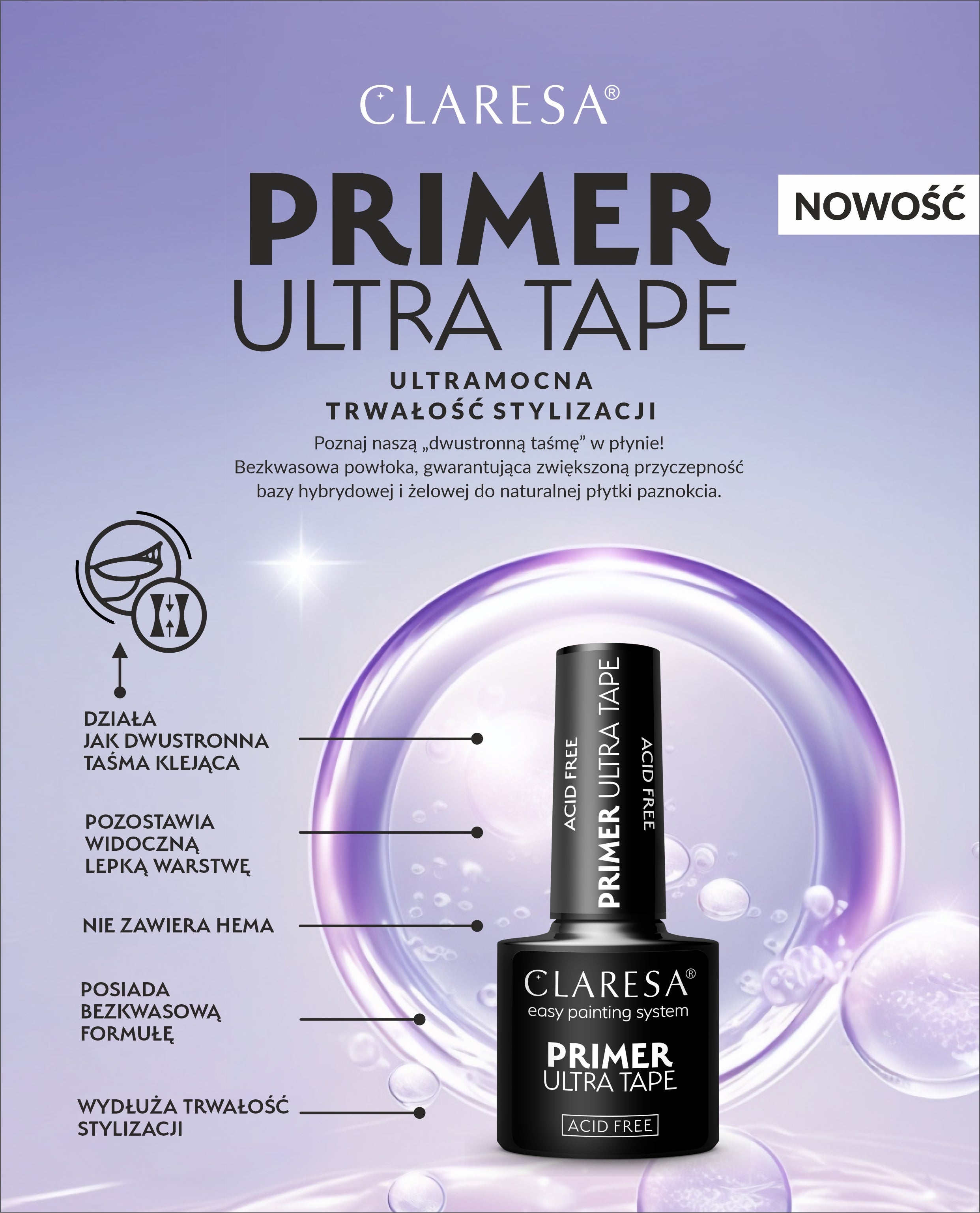 Claresa - Primer Bezkwasowy Ultra Tape - 5g