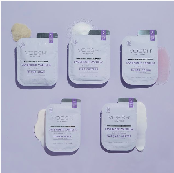 VOESH Lavender Vanilla Pedi In A Box O2 Fizz Zestaw Do Pedicure 5 Kroków