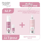 Pharm Foot Zestaw Anti Callus Master Pianka Zmiękczająca Zrogowacenia 200ml I Point Softener Punktowy Fluid Na Modzele I Wrastające Paznokcie + Gratis Septi Starter / 300ml