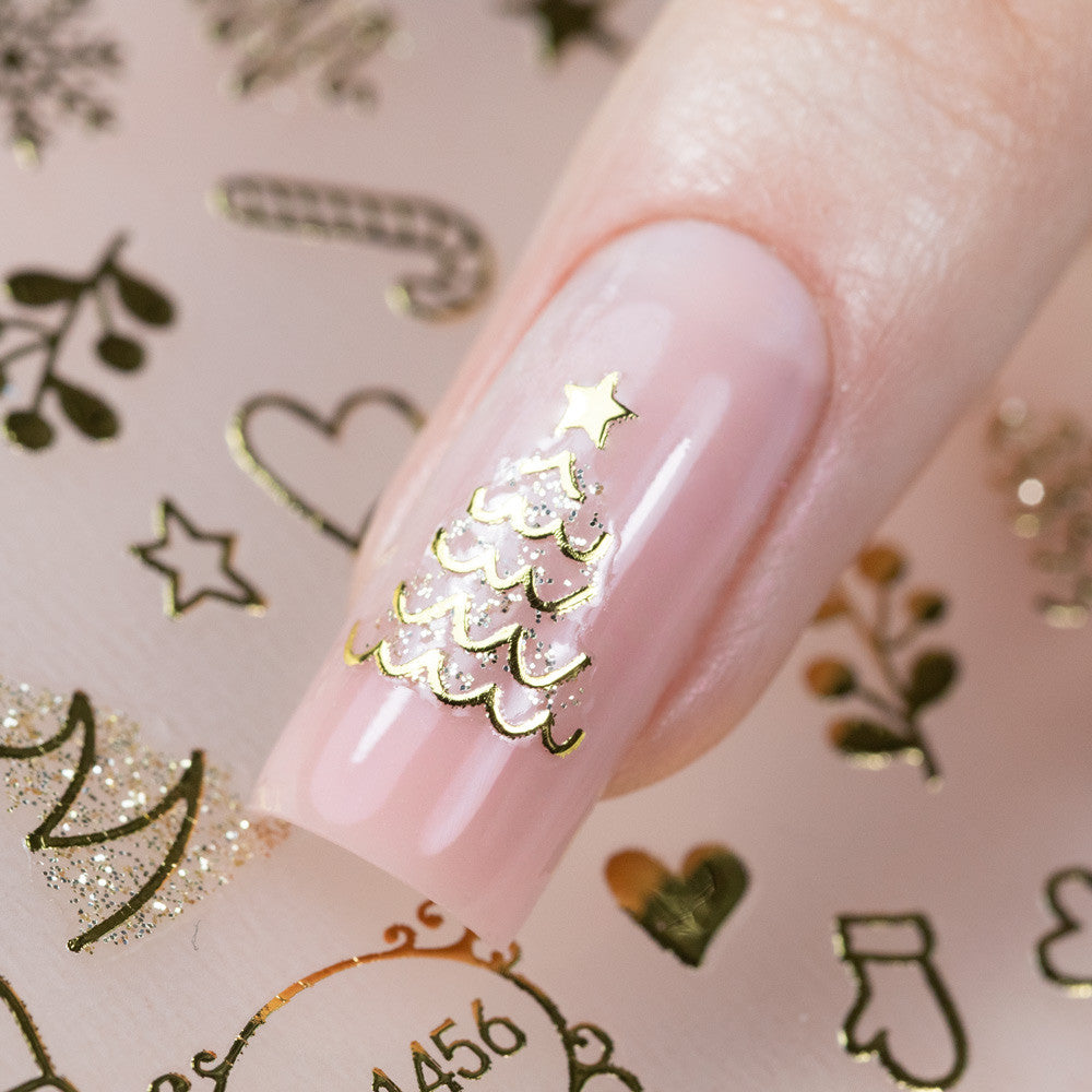 Molly Nails Naklejki Do Paznokci Samoprzylepne Świąteczne Złote TH-1456
