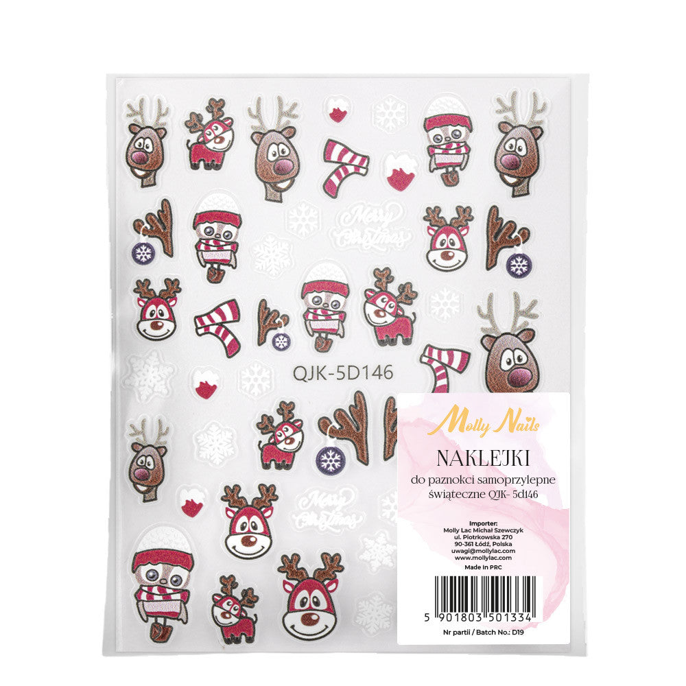 Molly Nails Naklejki Do Paznokci Samoprzylepne Świąteczne QJK- 5D146