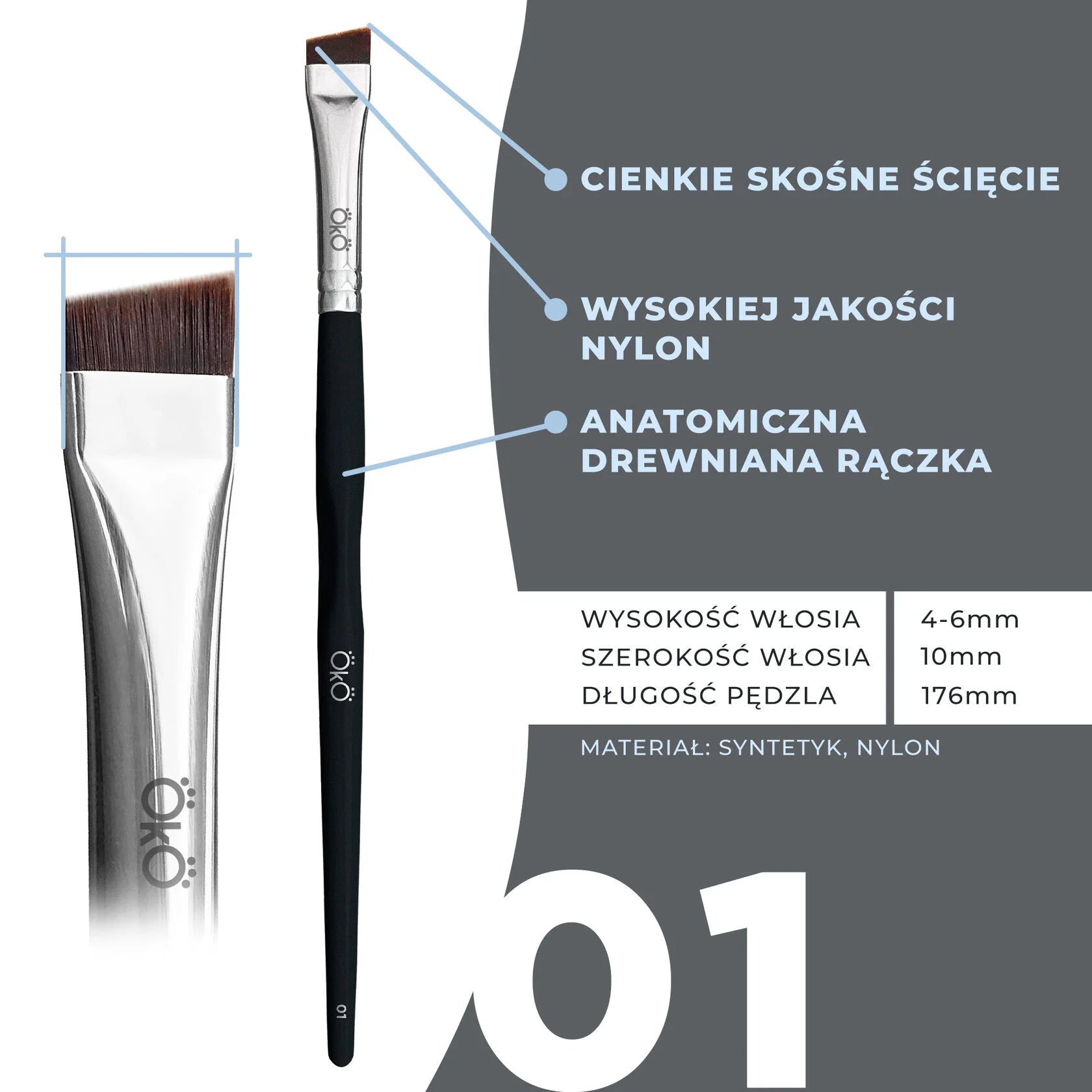 OKO Duży Pędzelek Skośny #1 Black Edition