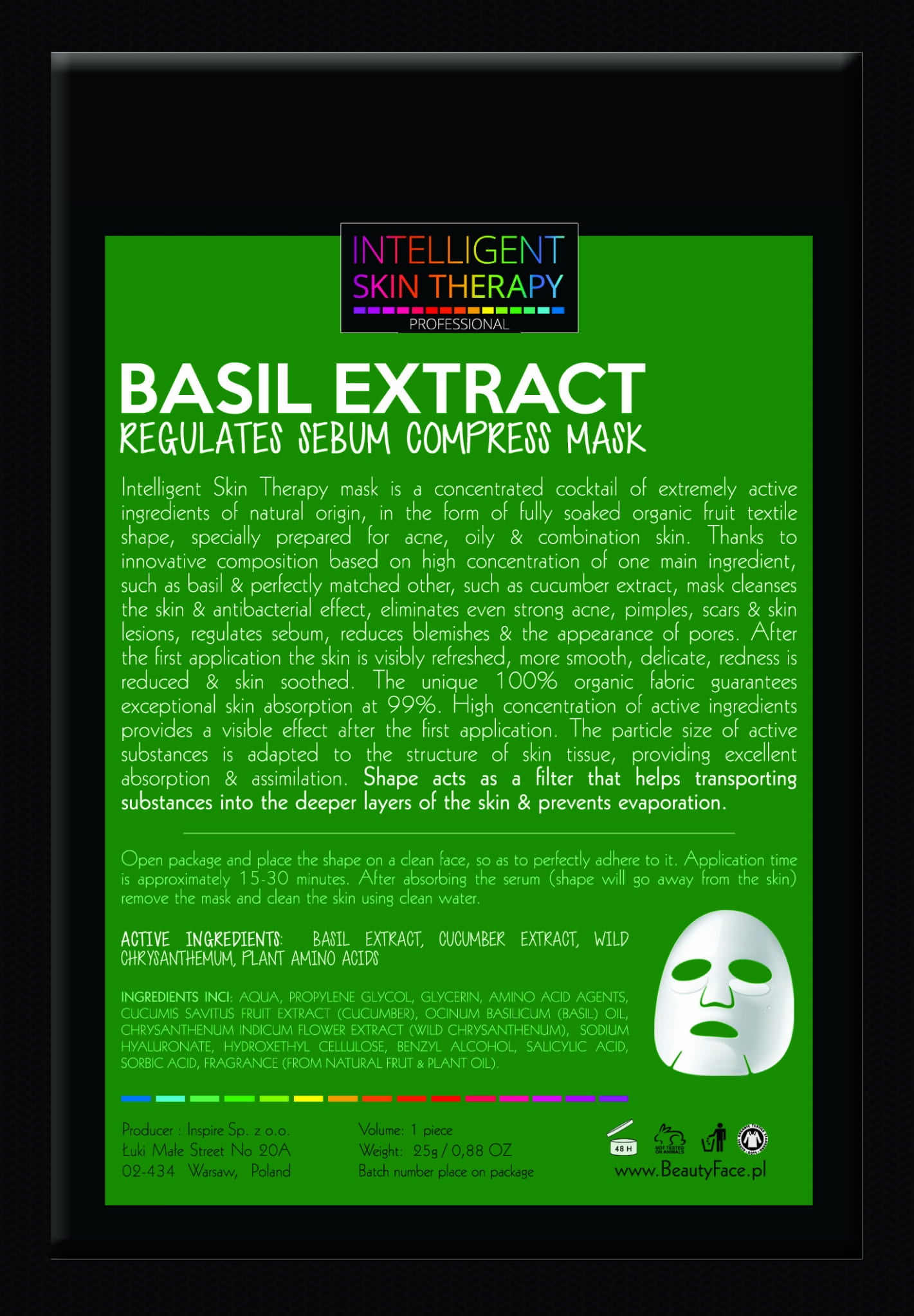Beautyface Intelligent Skin Therapy Pro Regulująca Wydzielanie Sebum Maska Z Ekstraktem Z Bazyli
