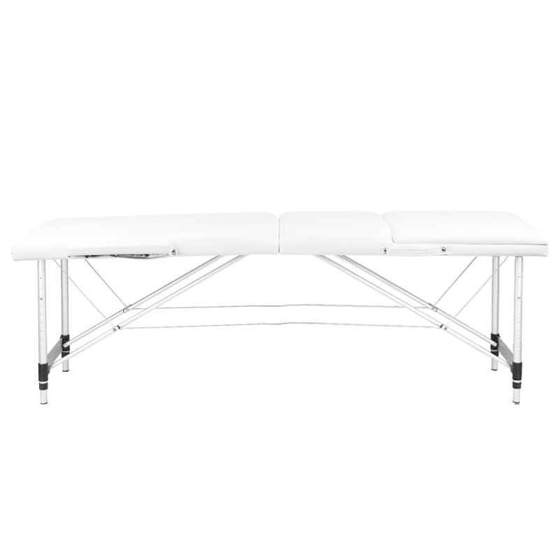 STÓŁ SKŁADANY DO MASAŻU ALUMINIOWY KOMFORT 3 SEGMENTOWY WHITE