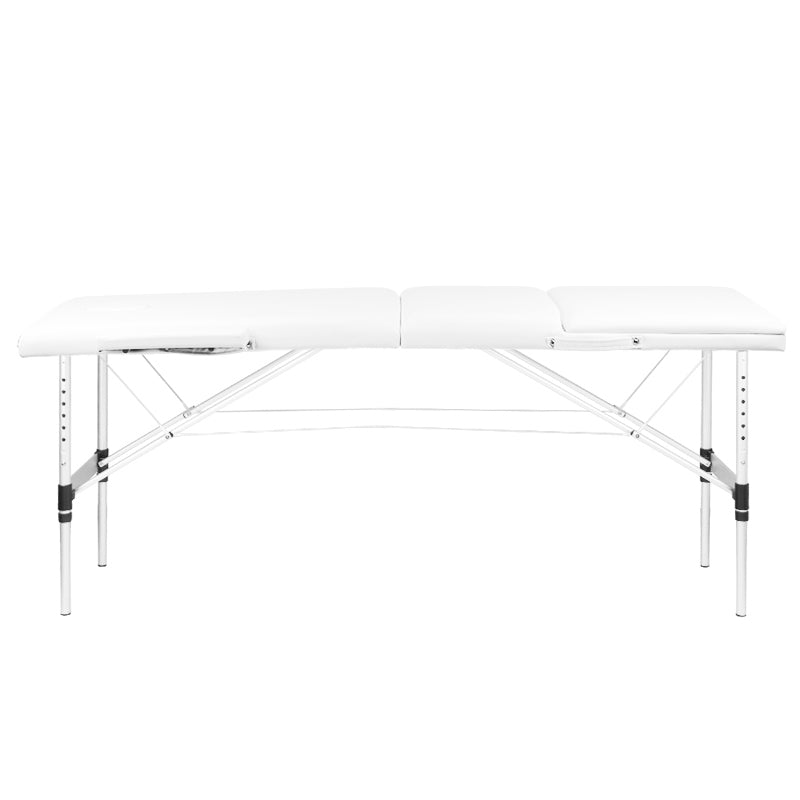 STÓŁ SKŁADANY DO MASAŻU ALUMINIOWY KOMFORT 3 SEGMENTOWY WHITE