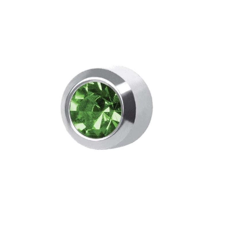 Kolczyk Peridot w oprawie pełnej kolor srebrny+ R208W