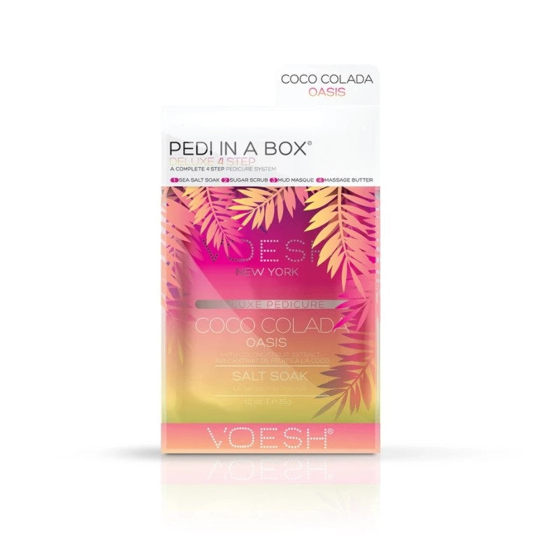 VOESH Coco Colada Oasis Pedi In A Box Deluxe Zestaw Do Pedicure 4 Kroki