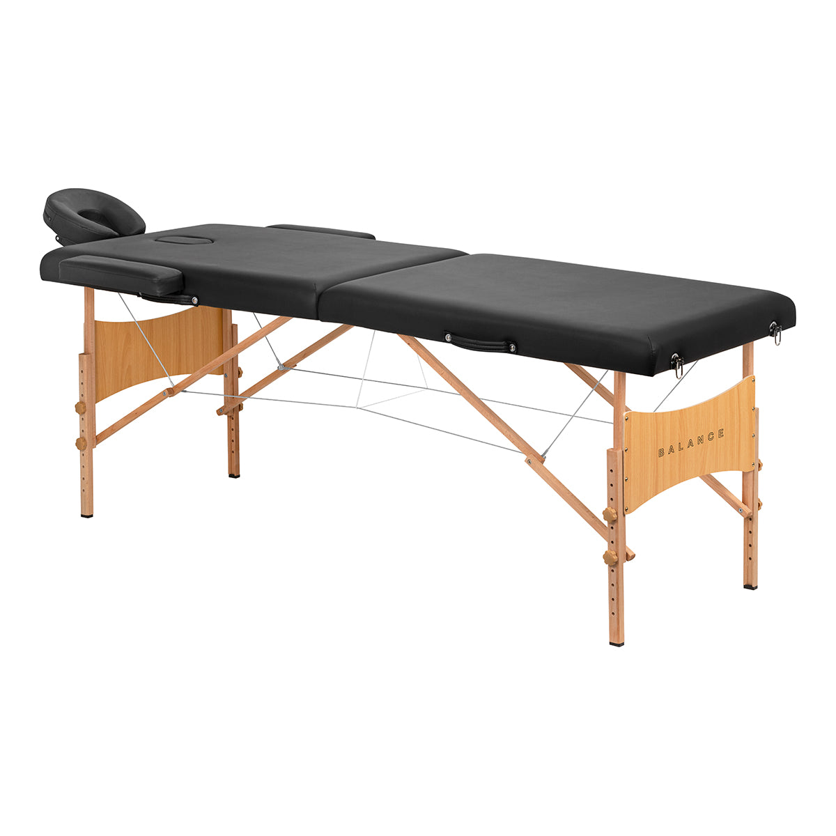 Stół składany do masażu drewniany Balance Lux 2 segmentowy 190x70 czarny