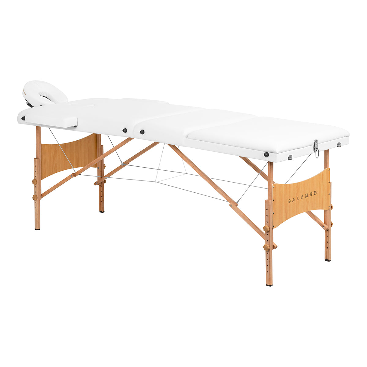 Stół składany do masażu drewniany Balance Lux 3 segmentowy 190x70 biały