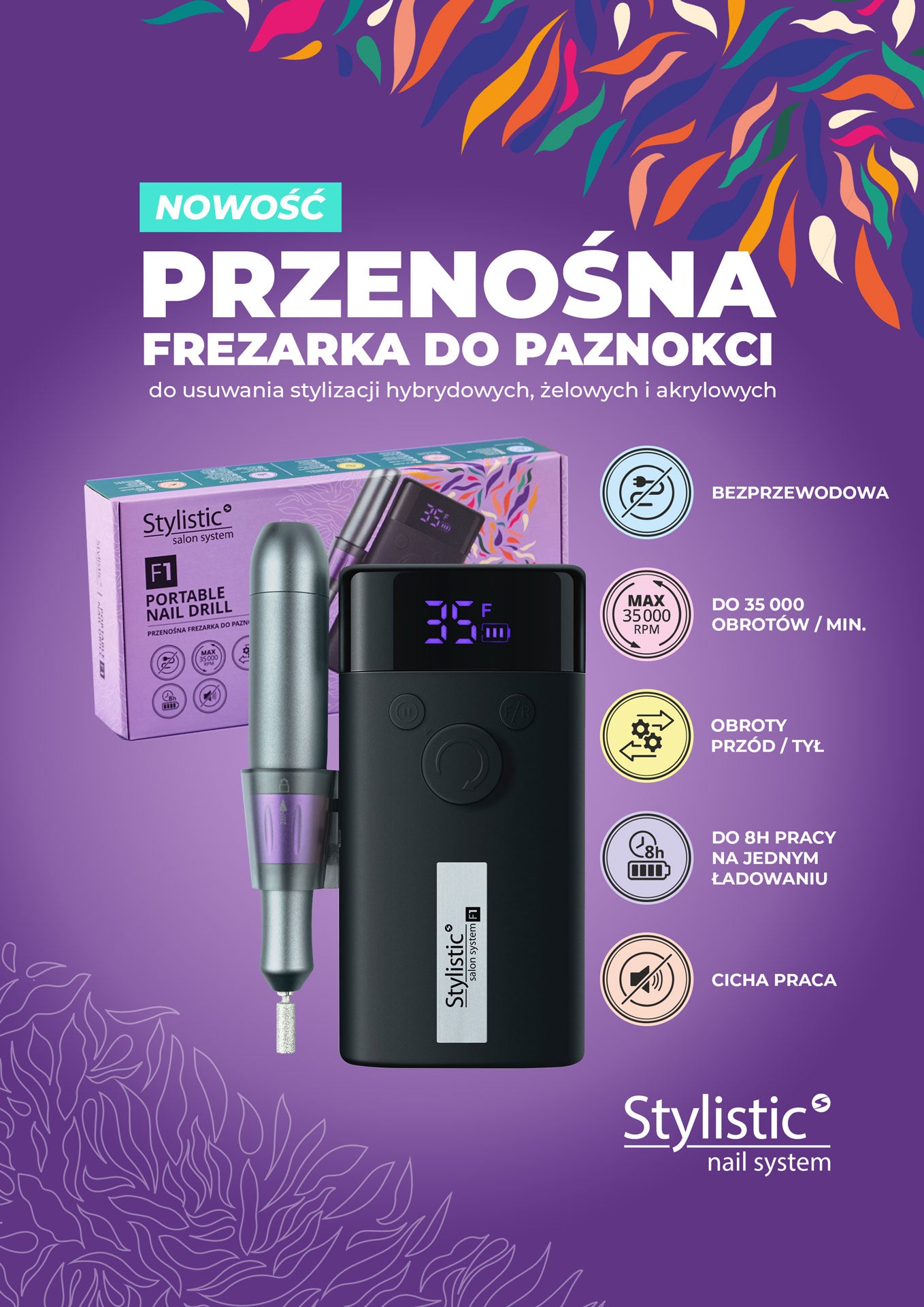 Stylistic Przenośna Frezarka Do Paznokci F1