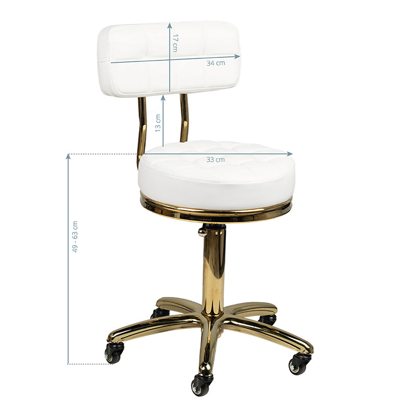 TABORET KOSMETYCZNY GOLD AM-961 BIAŁY