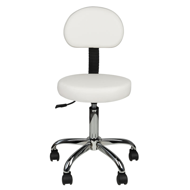 TABORET KOSMETYCZNY Z OPARCIEM AM-9934 BIAŁY