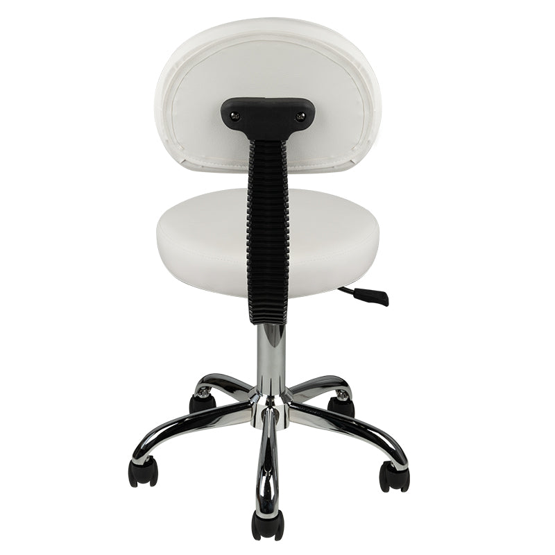 TABORET KOSMETYCZNY Z OPARCIEM AM-9934 BIAŁY