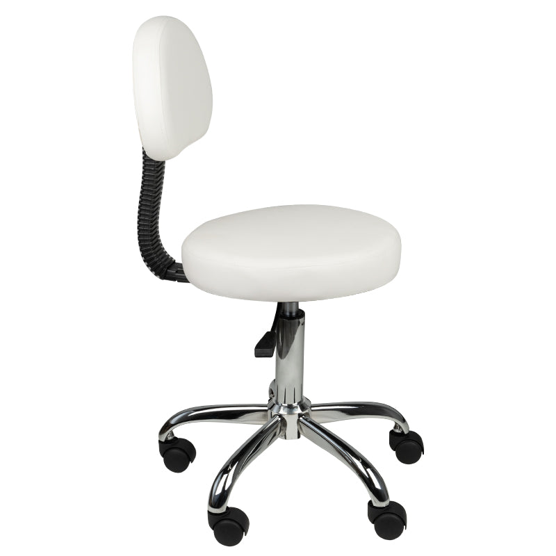TABORET KOSMETYCZNY Z OPARCIEM AM-9934 BIAŁY