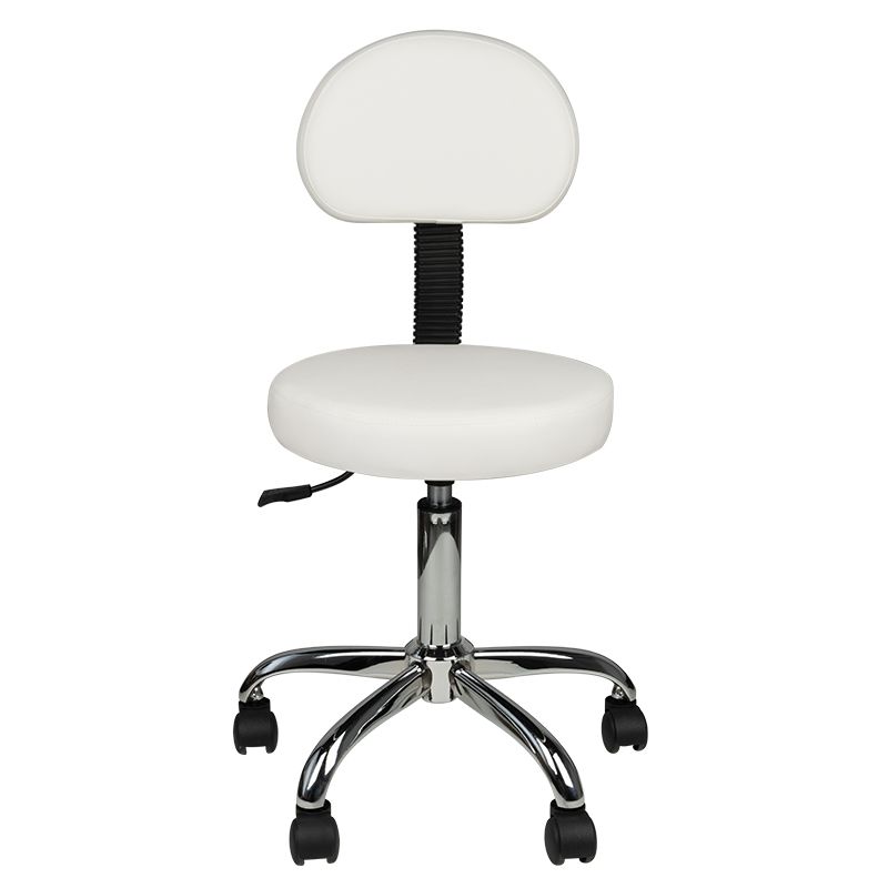 TABORET KOSMETYCZNY Z OPARCIEM AM-9934 BIAŁY