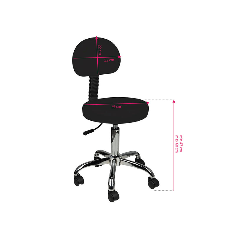 TABORET KOSMETYCZNY Z OPARCIEM AM-9934 CZARNY