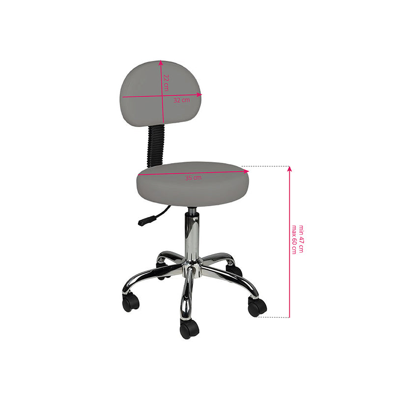TABORET KOSMETYCZNY Z OPARCIEM AM-9934 SZARY