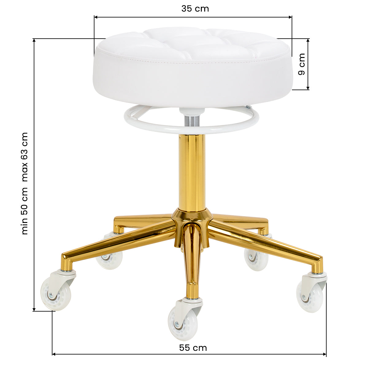 Taboret fryzjerski Gabbiano D054G biało-złoty