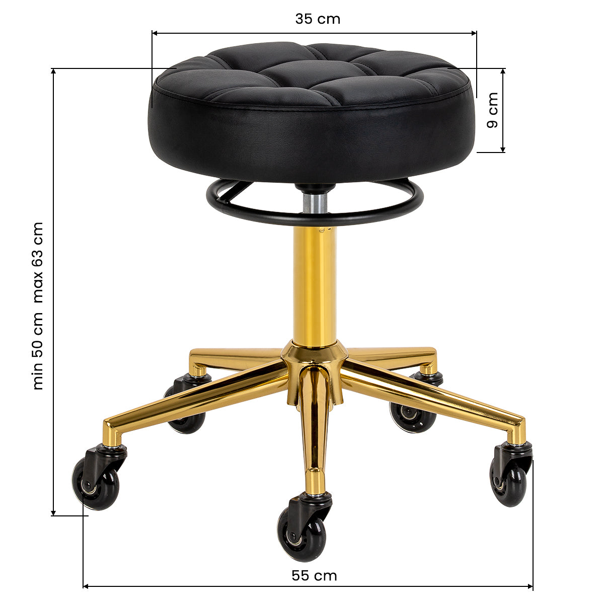 Taboret fryzjerski Gabbiano D054G czarno-złoty