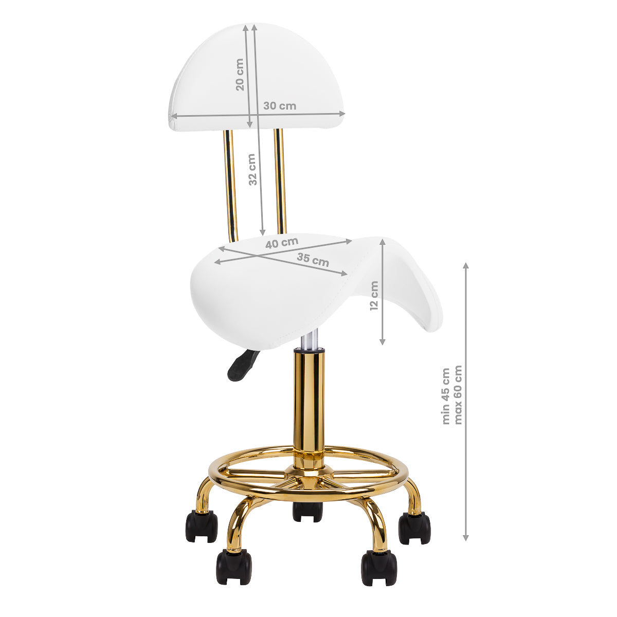 Taboret kosmetyczny 6001-G złoto - biały 2 gat.