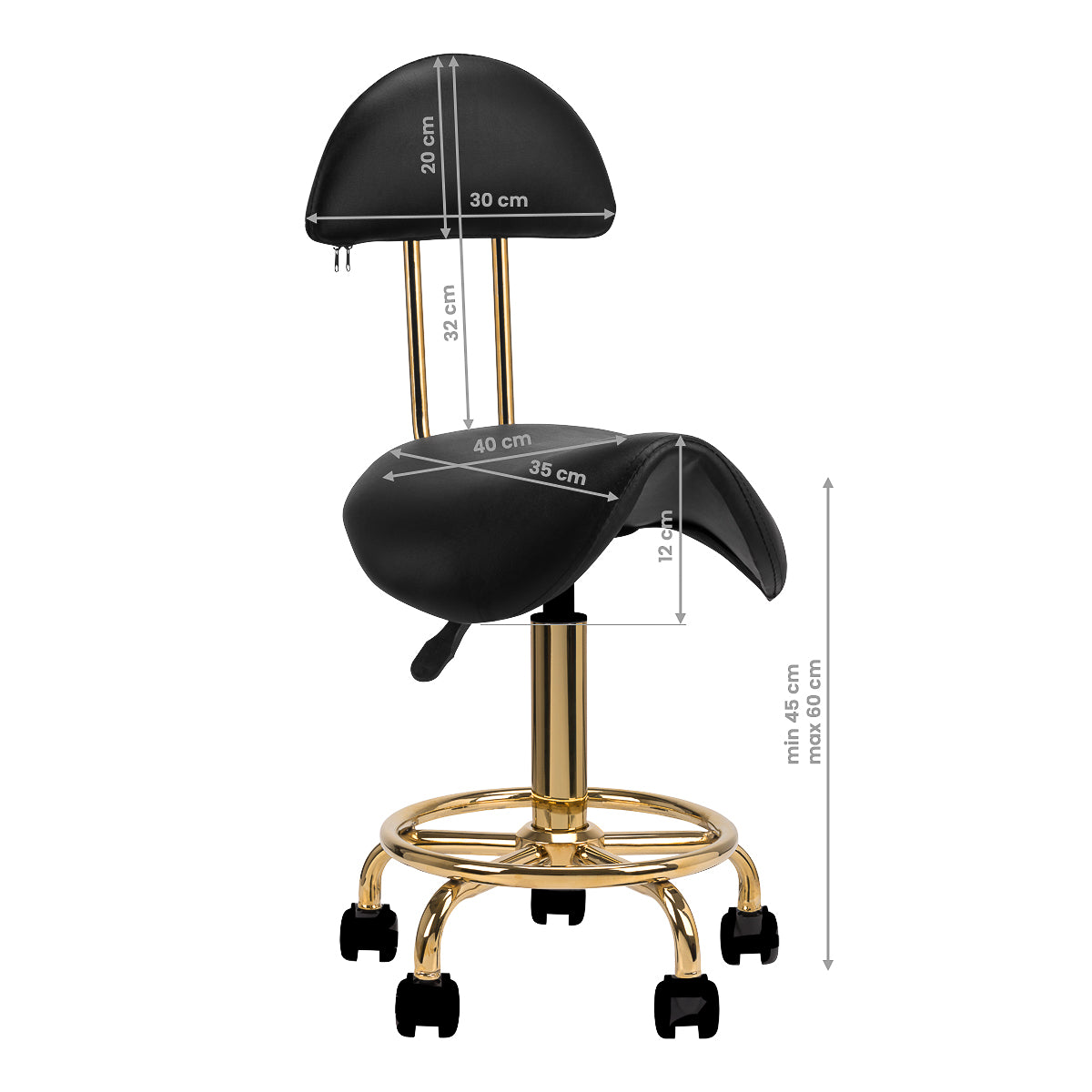 Taboret kosmetyczny 6001-G złoto - czarny 2 gat