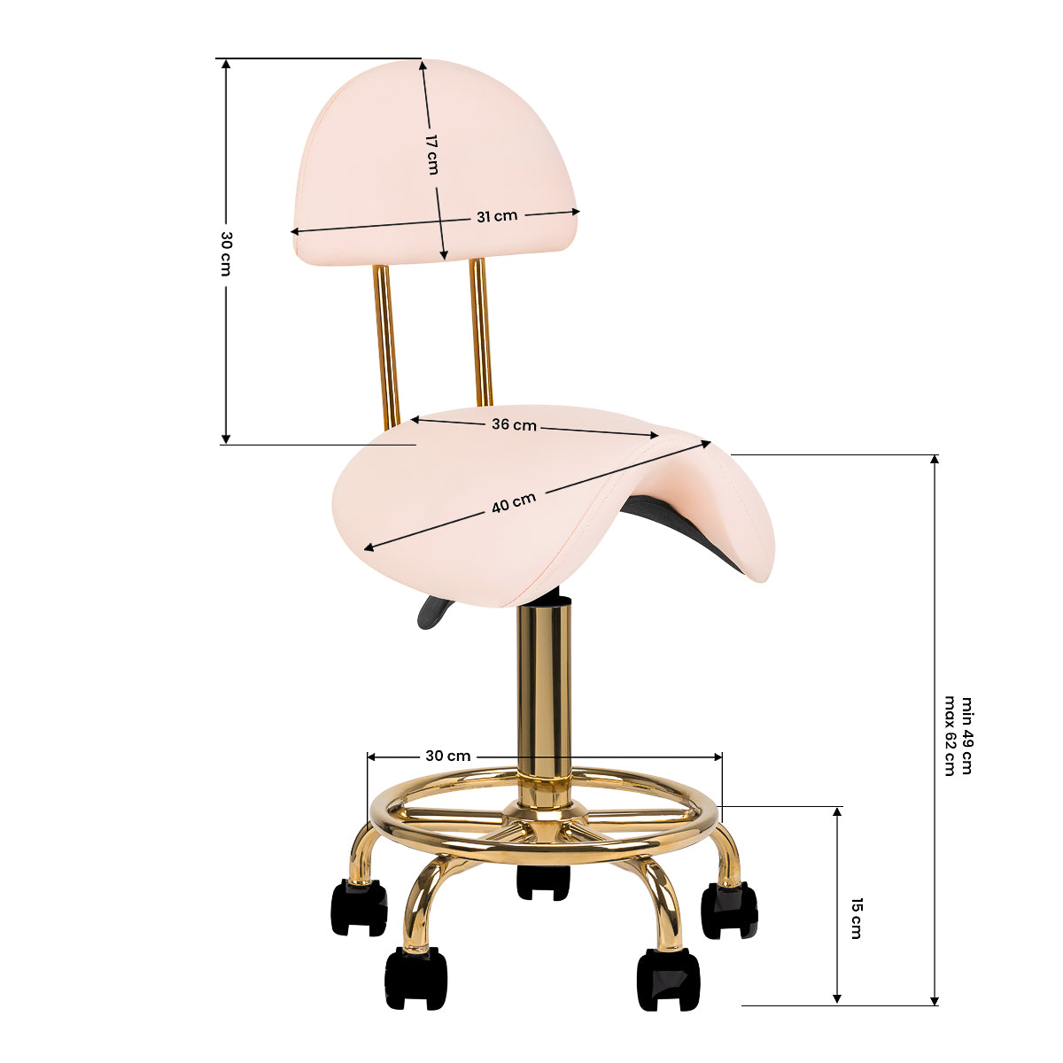 Taboret kosmetyczny 6001-G złoto - różowy 2 gat