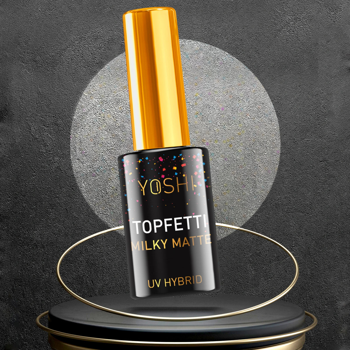 Yoshi - Uv Top Topfetti Milky Matte Top Z Kolorową Drobiną, Wykończenie Mleczny Mat 10ml