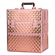 Kuferek Kosmetyczny XXL Dwuczęściowy Na Lampę I Frezarkę Diamond 3D Rose Golden Okucia Rose Golden