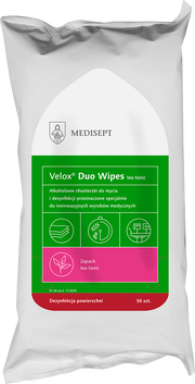Velox Duo Wipes - Alkoholowe Chusteczki do Dezynfekcji i Mycia Flow Pack 50szt.