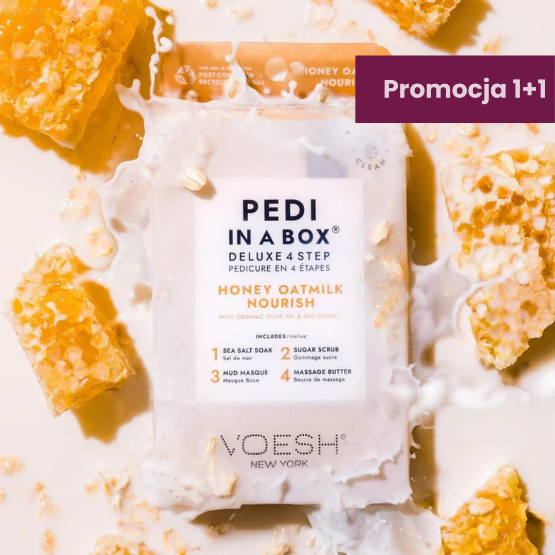 VOESH Honey Oatmilk Nourish Pedi In A Box Deluxe Zestaw Do Pedicure 4 Kroki