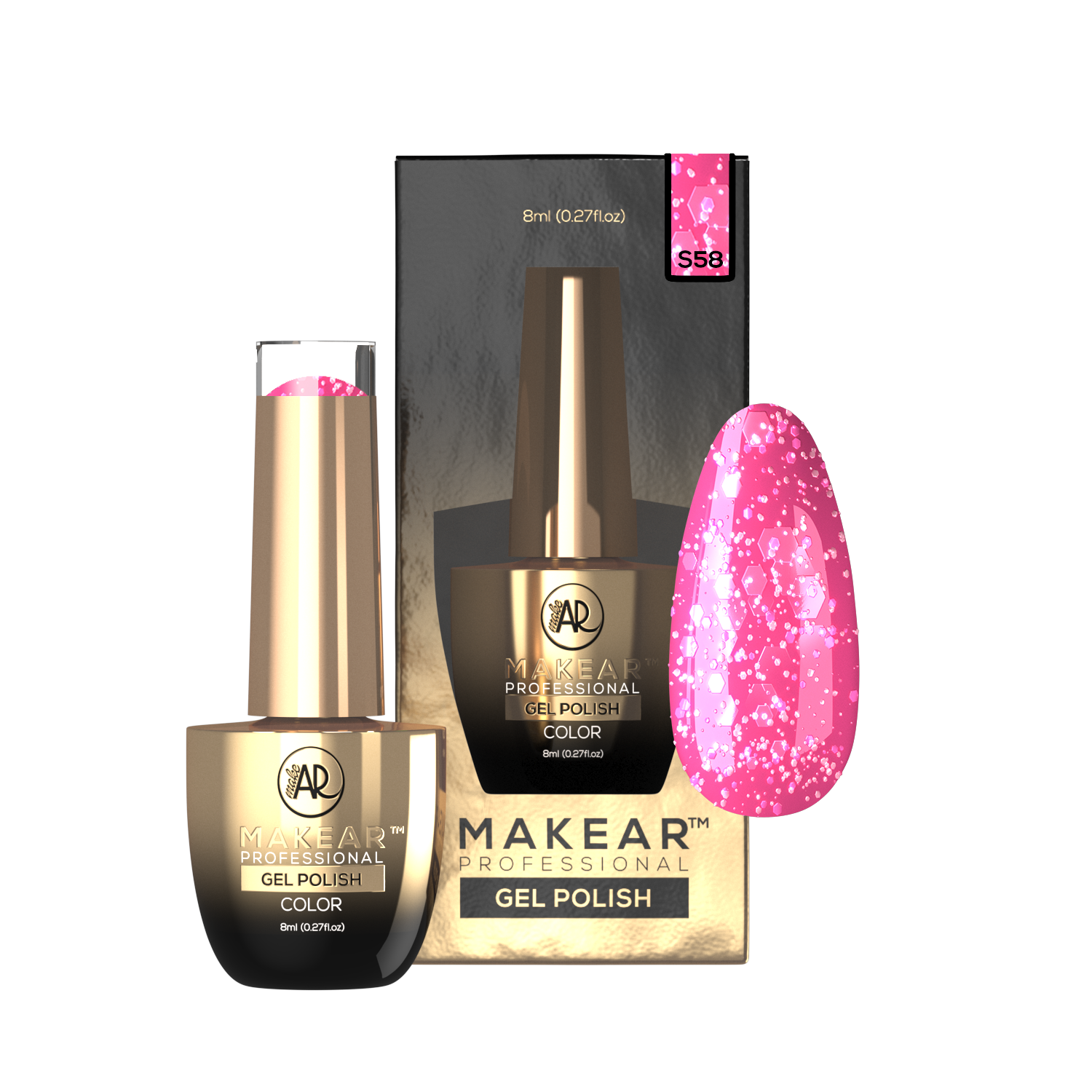 Makear Lakier Hybrydowy S58 Pink Star 8Ml