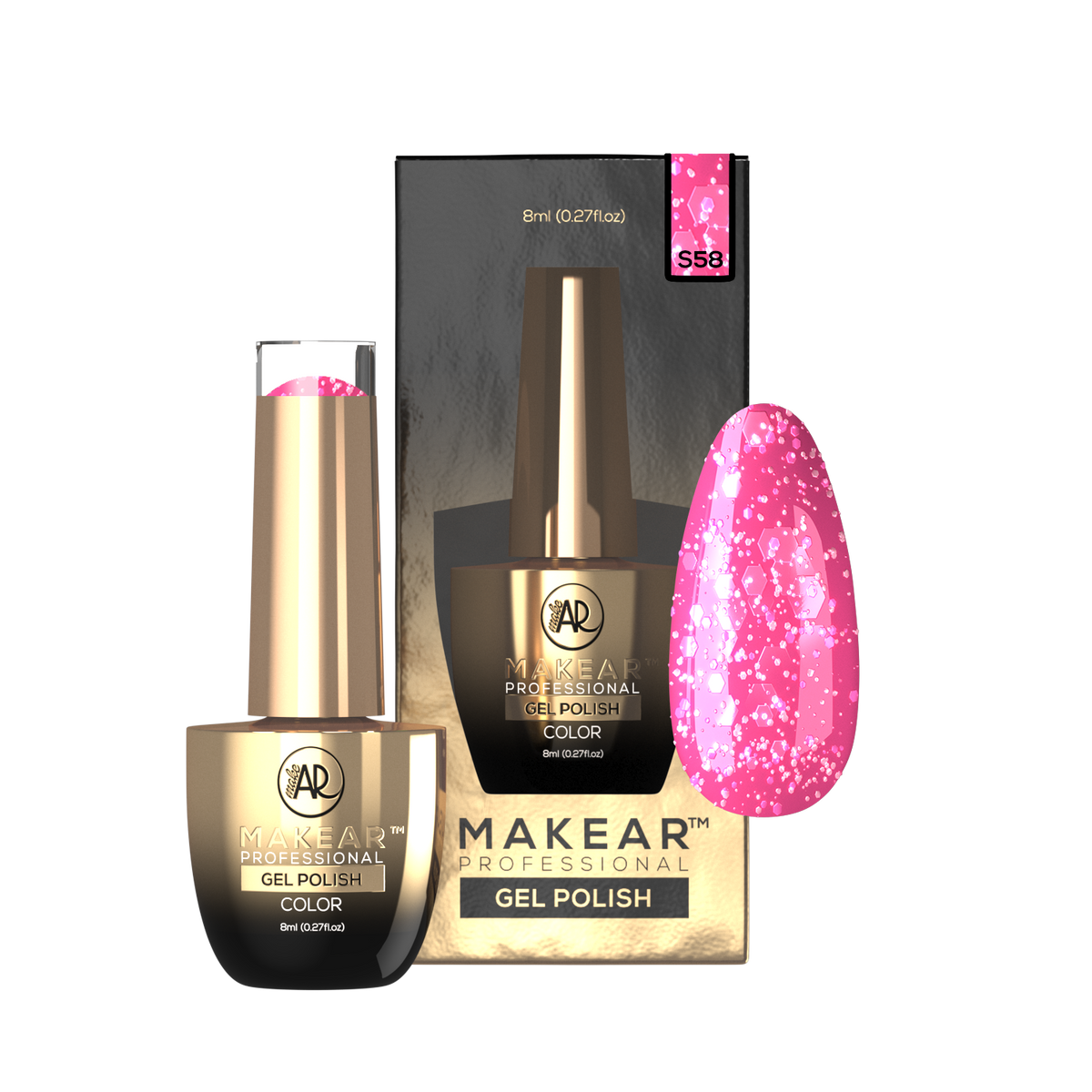 MAKEAR Makear Lakier Hybrydowy S58 Pink Star 8Ml — Składniki i ocena