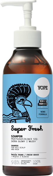 Yope Naturalny Szampon Do Włosów Przetłuszczających Się Świeża Trawa 98% 300ml